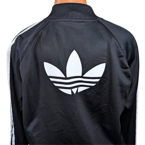 Adidas Womens Large Superstar Black & White Full Zip Trefoil Track Jacket - Picture 7 of 15